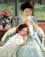 Young Mother Sewing